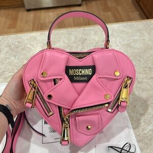 Moschino Couture Pink Biker Heart-Shaped Bag